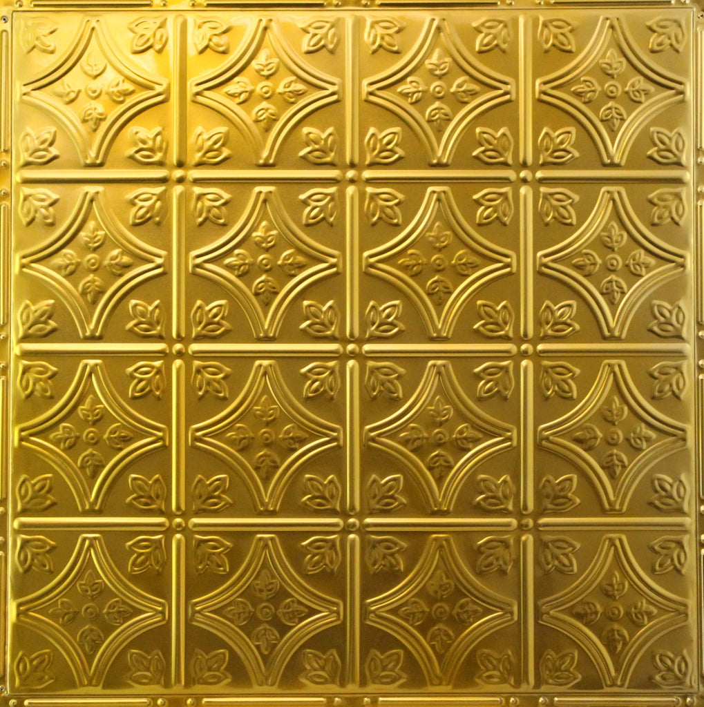 Metal Ceiling Tiles | Pattern 103 | FleurDeLis 6in - Transparent Yellow Gold - Metal Ceiling Express