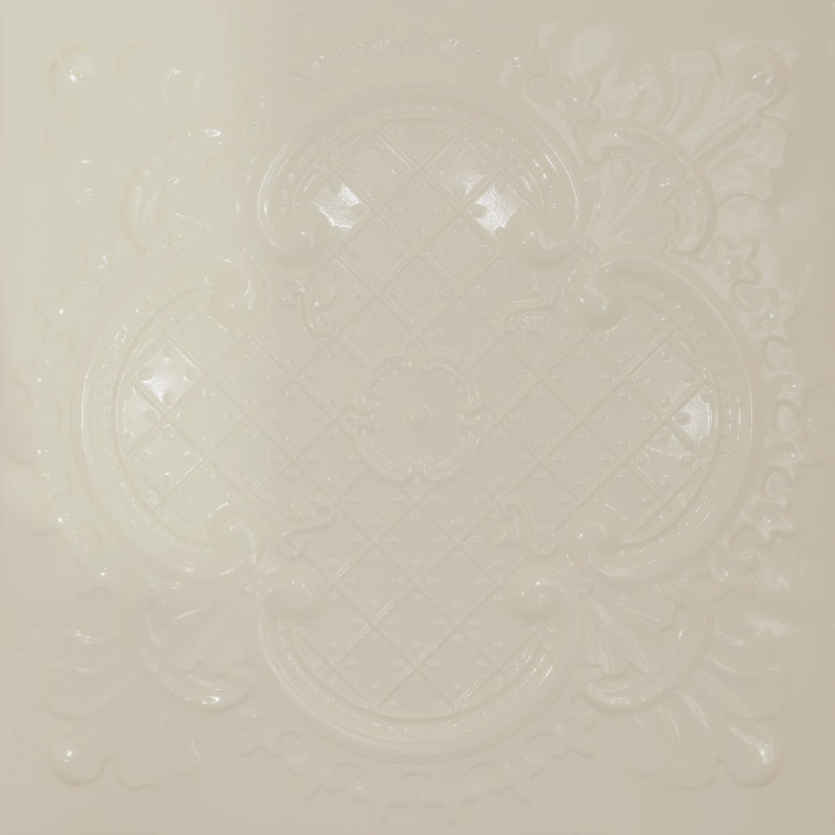 Pattern 104 Elegant Clover tin ceiling tile — Cream finish
