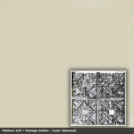 Pattern 105 Vintage Gothic tin ceiling tile — Almond finish