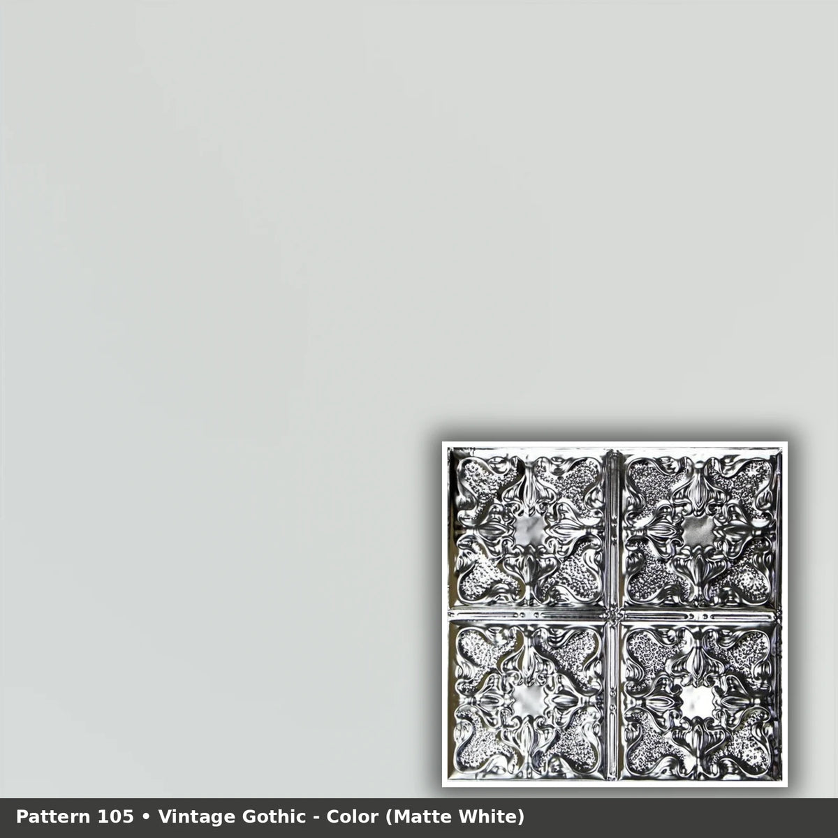 Pattern 105 Vintage Gothic tin ceiling tile — Matte White finish