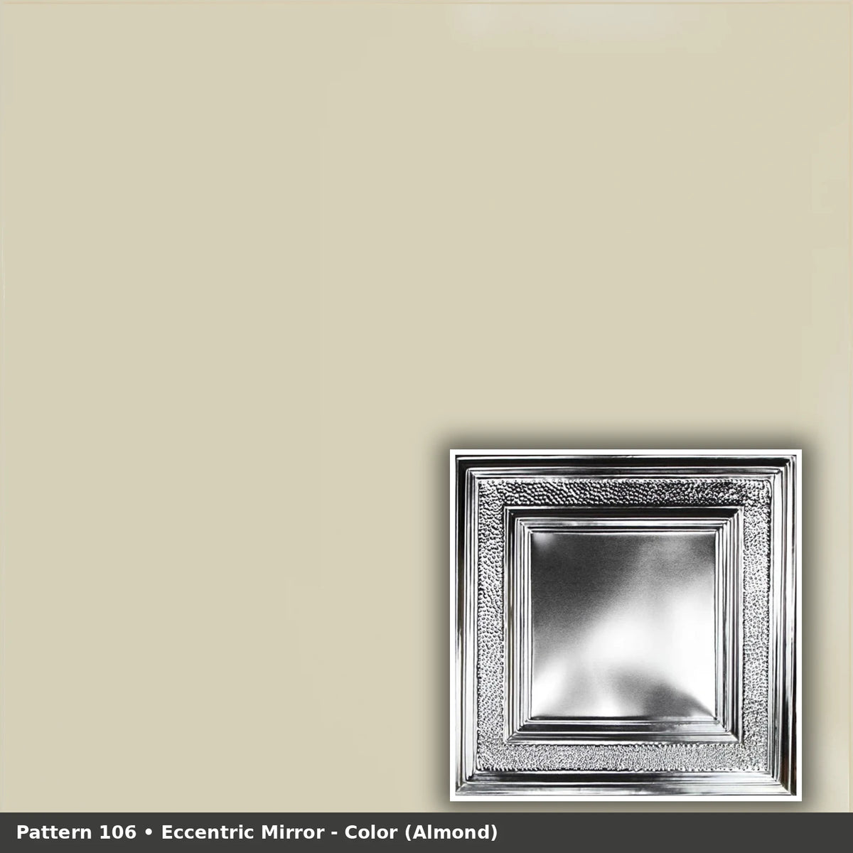 Pattern 106 Eccentric Mirror tin ceiling tile — Almond finish