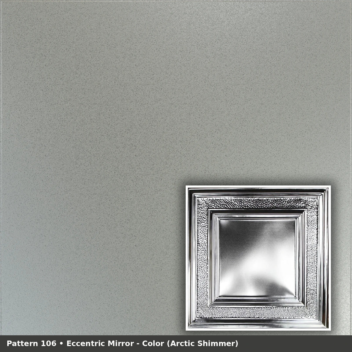 Pattern 106 Eccentric Mirror tin ceiling tile — Arctic Shimmer finish