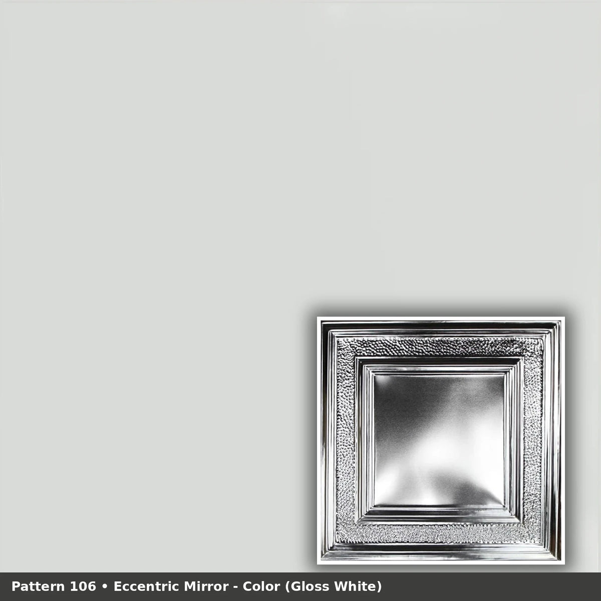 Pattern 106 Eccentric Mirror tin ceiling tile — Gloss White finish