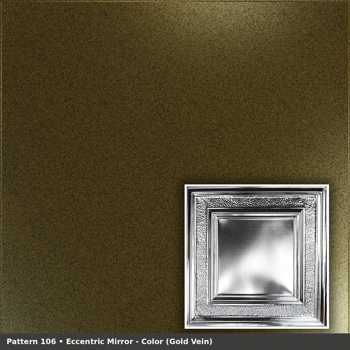 Pattern 106 Eccentric Mirror tin ceiling tile — Gold Vein finish