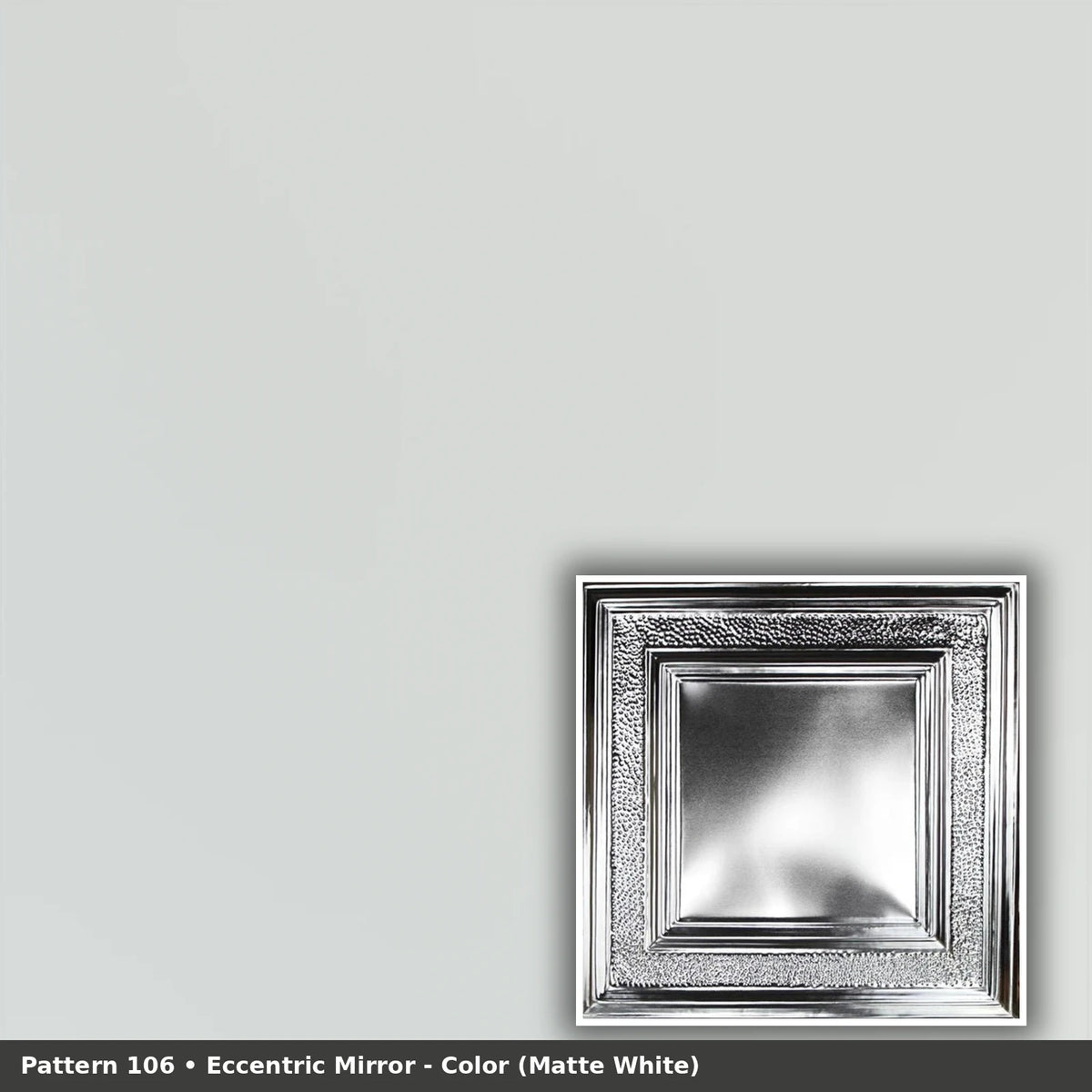Pattern 106 Eccentric Mirror tin ceiling tile — Matte White finish