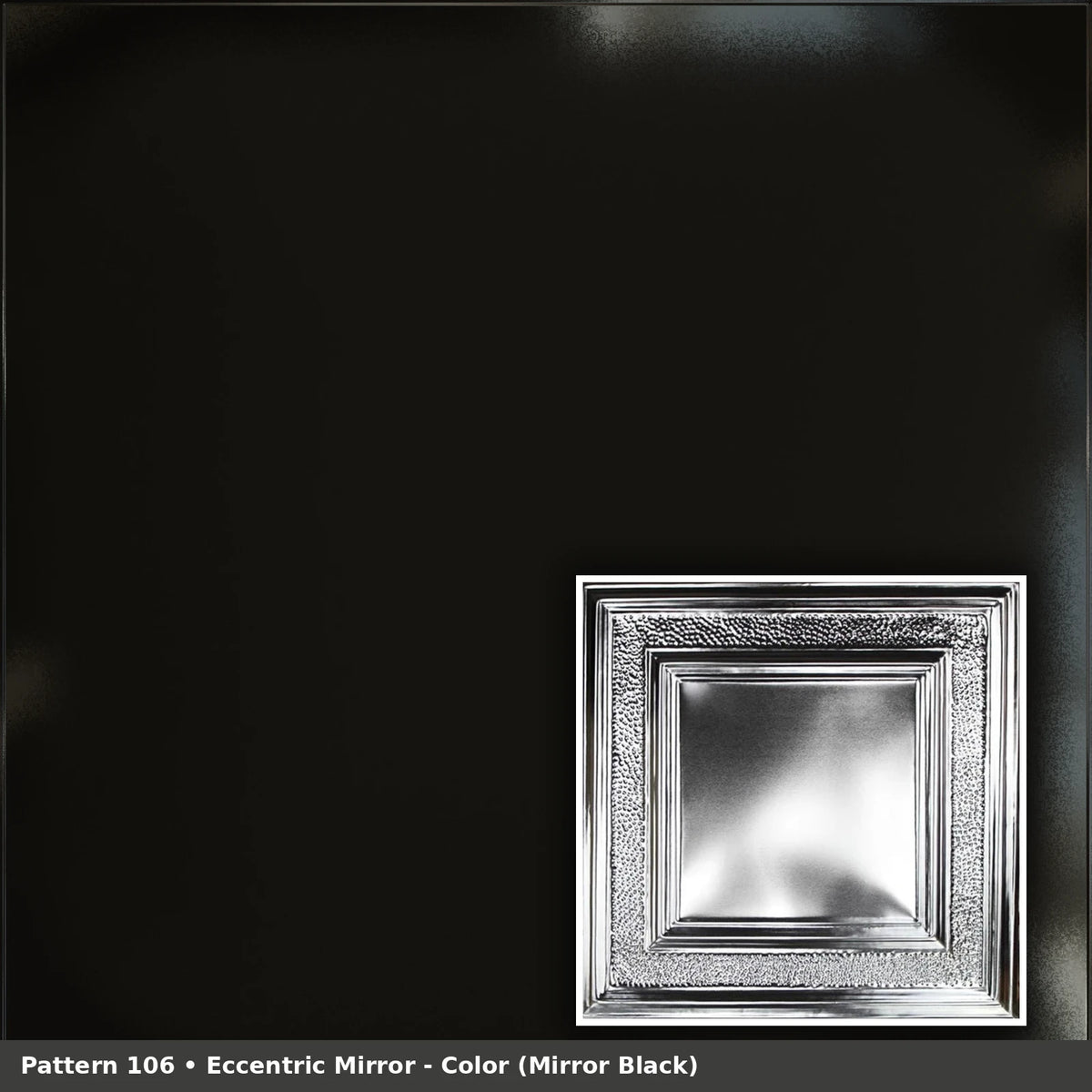 Pattern 106 Eccentric Mirror tin ceiling tile — Mirror Black finish
