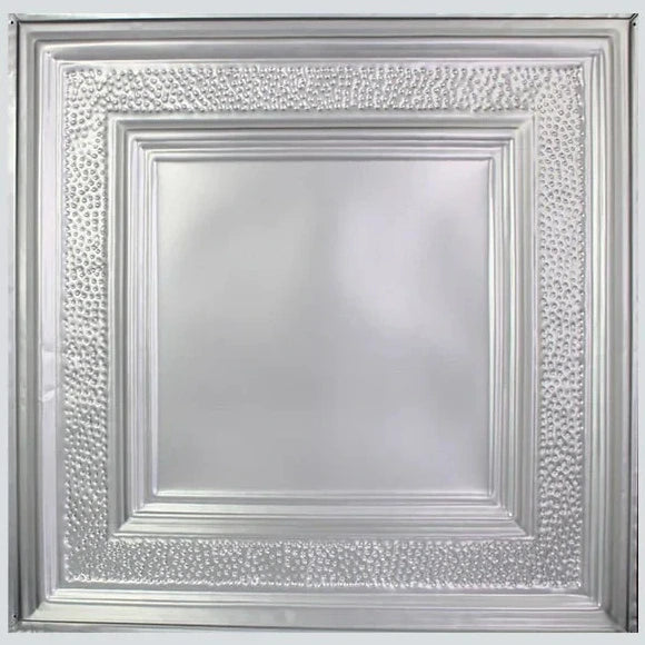 Pattern 106 Eccentric Mirror tin ceiling tile — Silver finish