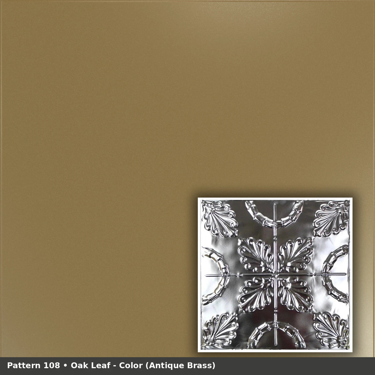 Pattern 108 Oak Leaf tin ceiling tile — Antique Brass finish