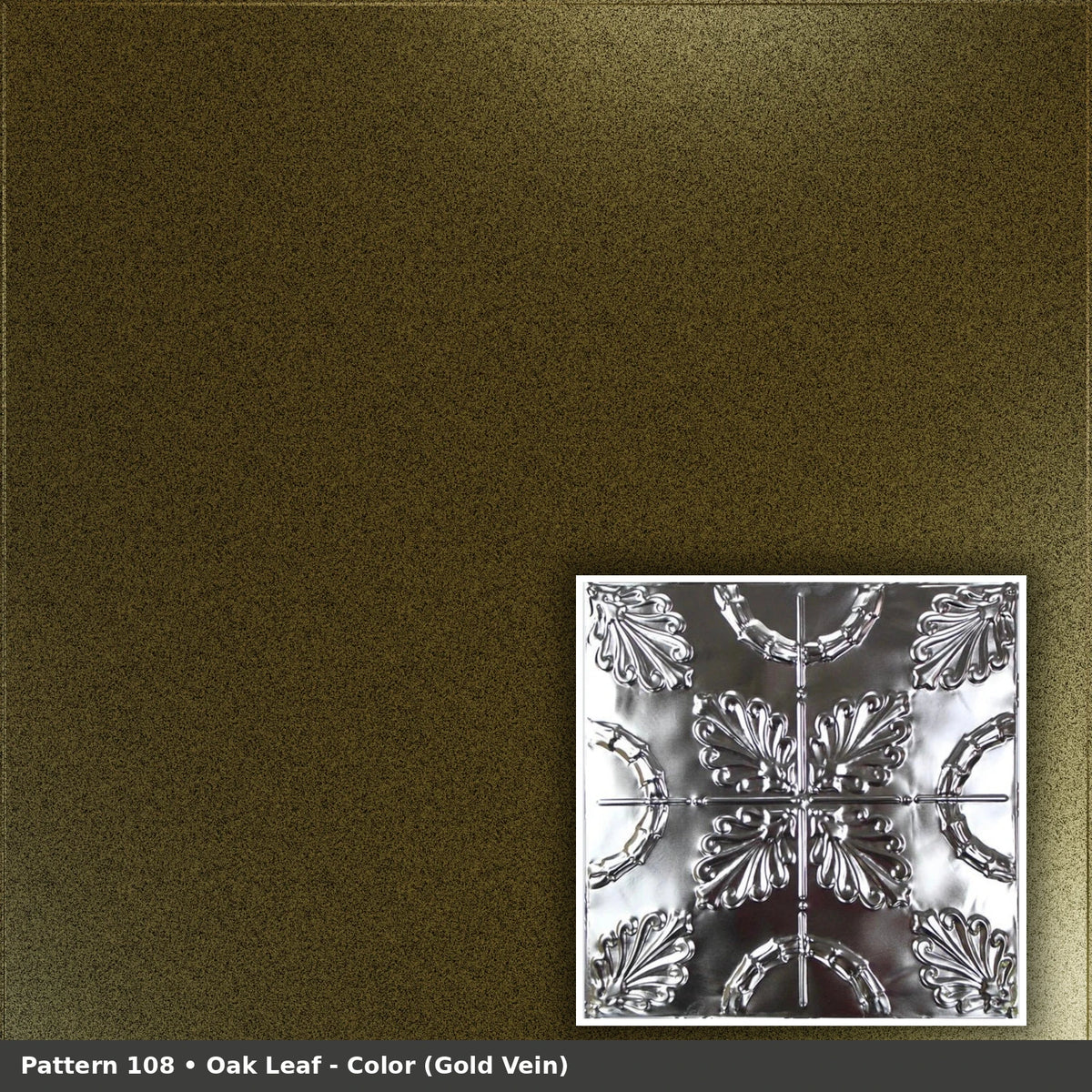 Pattern 108 Oak Leaf tin ceiling tile — Gold Vein finish