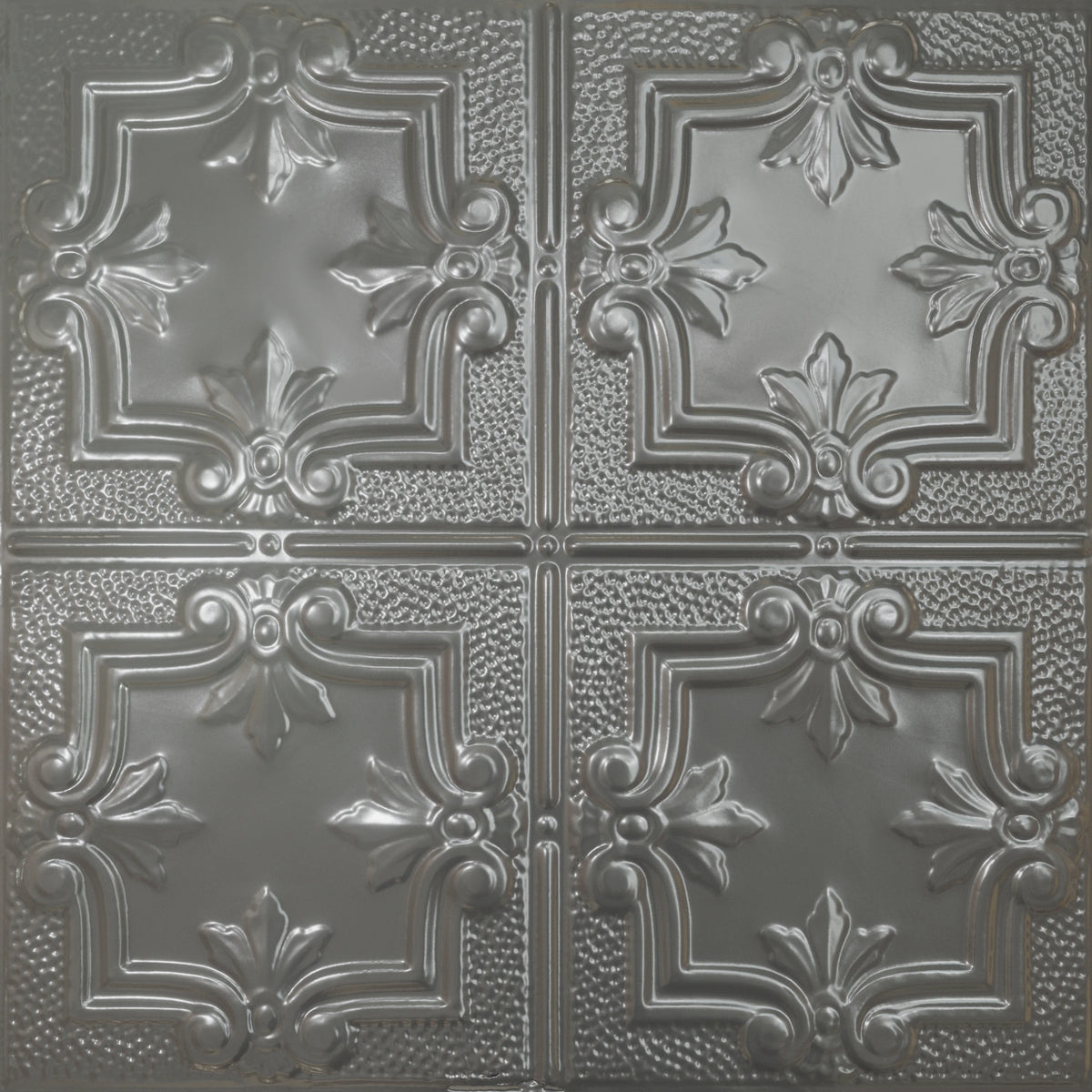 Pattern 116 Traditional Period tin ceiling tile — Gun Metal Grey finish