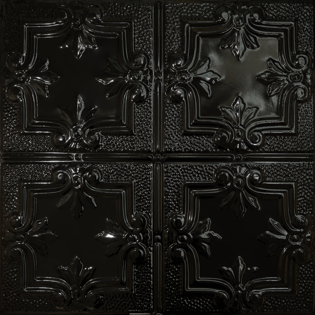 Pattern 116 Traditional Period tin ceiling tile — Mirror Black finish