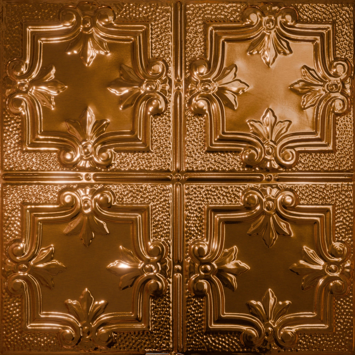 Pattern 116 Traditional Period tin ceiling tile — Transparent Copper finish