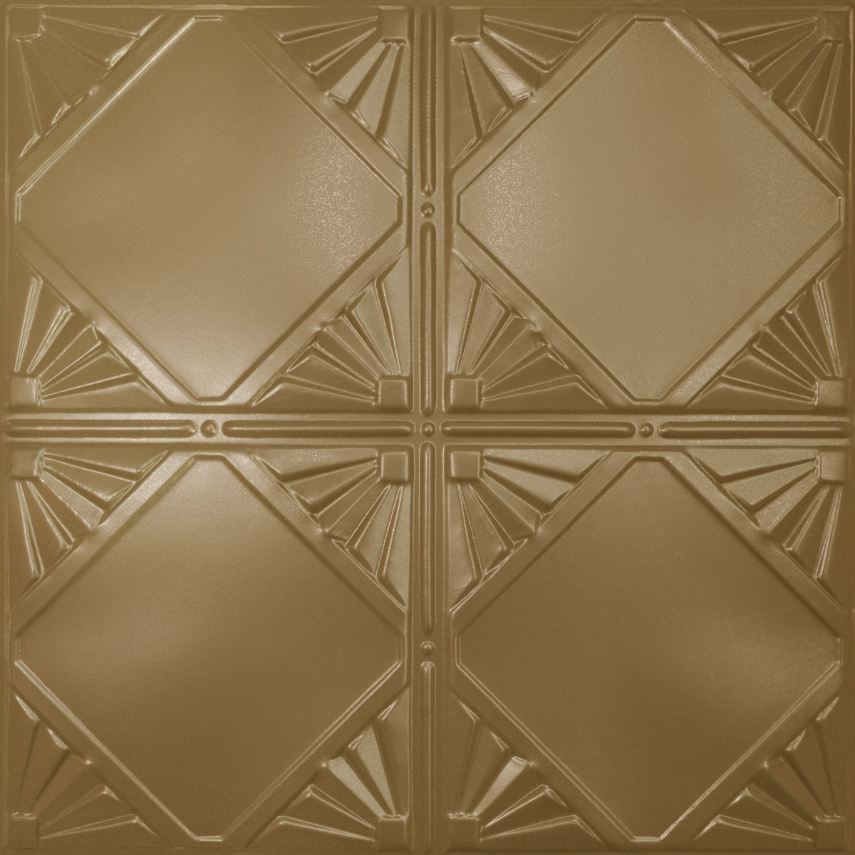 Pattern 118 Classic Four Diamond tin ceiling tile — Antique Brass finish