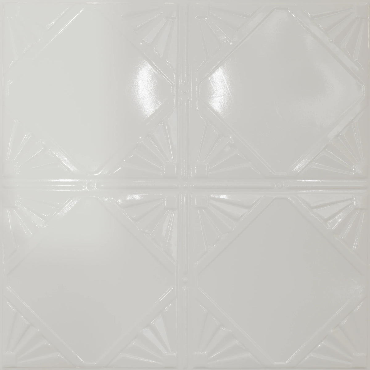 Pattern 118 Classic Four Diamond tin ceiling tile — Gloss White finish