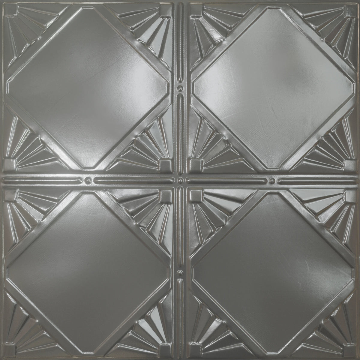 Pattern 118 Classic Four Diamond tin ceiling tile — Gun Metal Grey finish