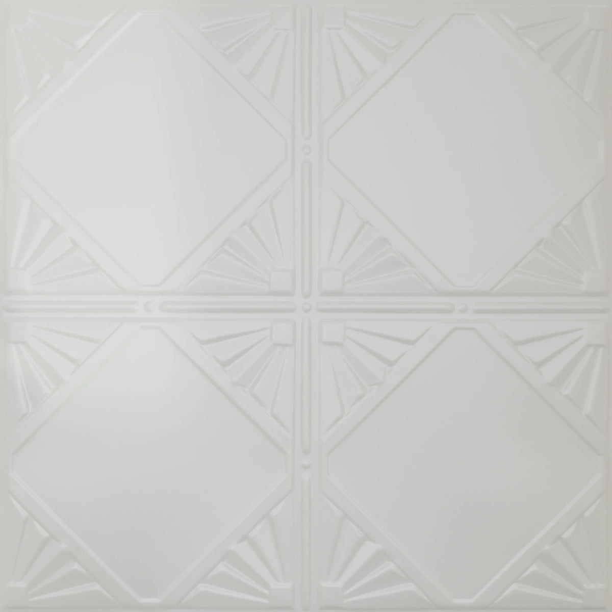 Pattern 118 Classic Four Diamond tin ceiling tile — Matte White finish