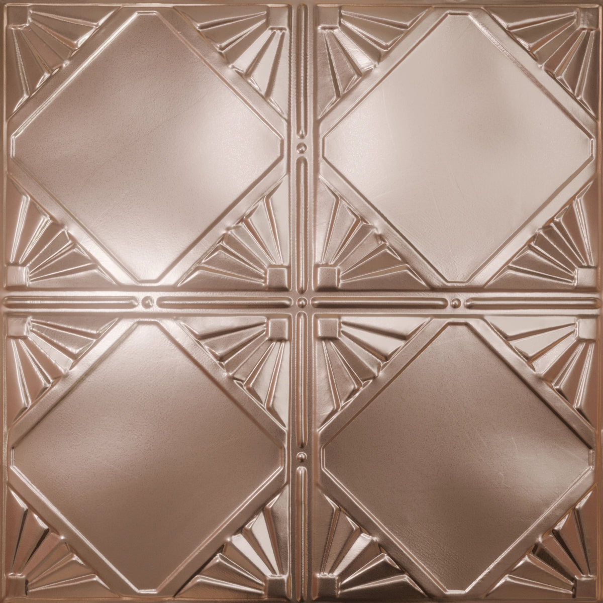 Pattern 118 Classic Four Diamond tin ceiling tile — Penny Pearl finish