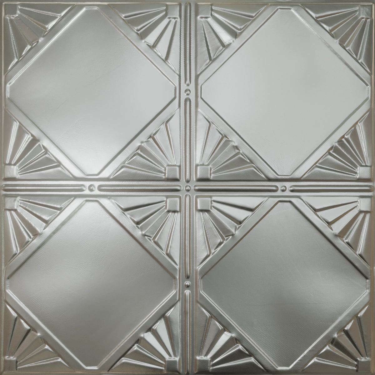 Pattern 118 Classic Four Diamond tin ceiling tile — Silver finish