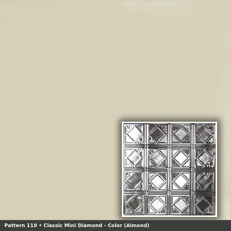 Pattern 119 Classic Mini Diamond tin ceiling tile — Almond finish