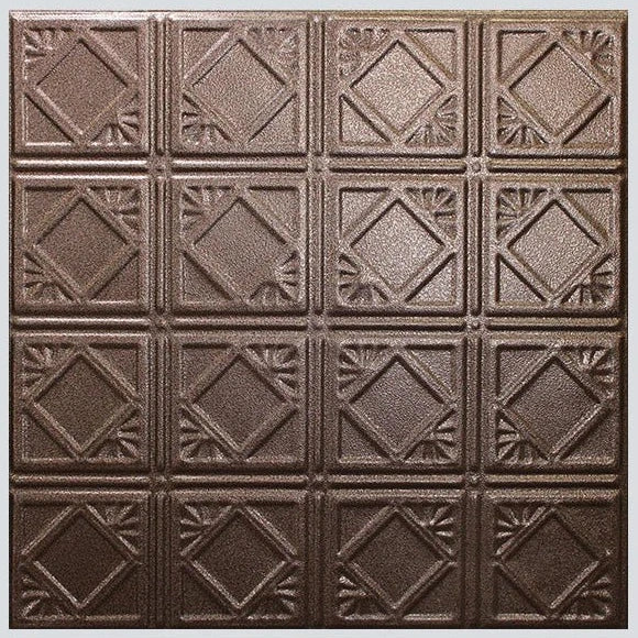Pattern 119 Classic Mini Diamond tin ceiling tile — Copper Vein finish