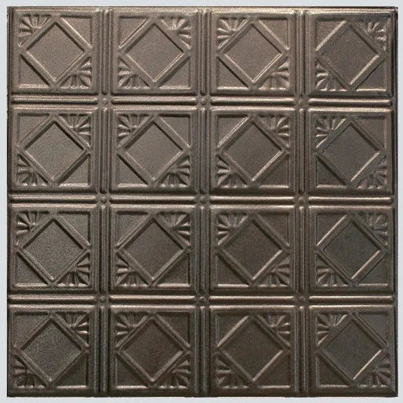 Pattern 119 Classic Mini Diamond tin ceiling tile — Penny Vein finish