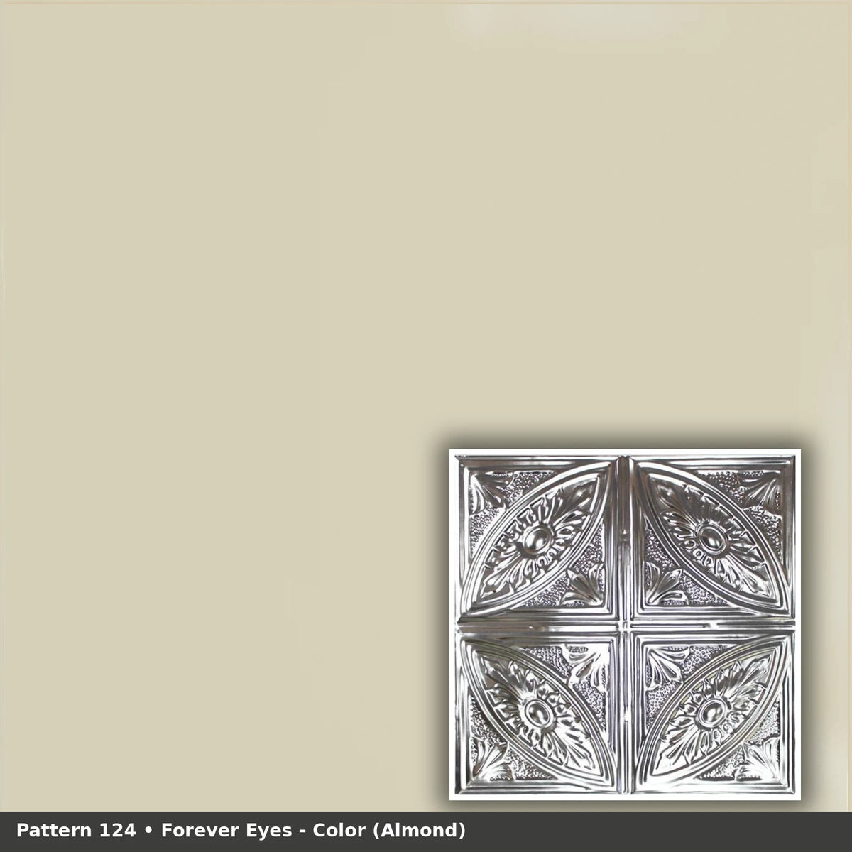 Pattern 124 Forever Eyes tin ceiling tile — Almond finish
