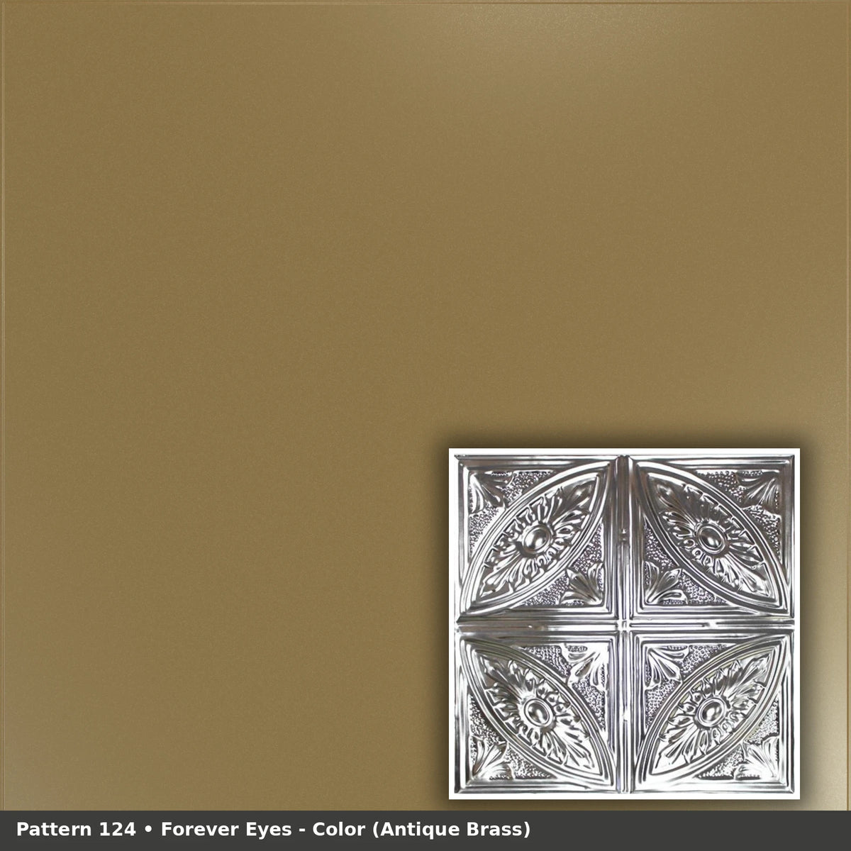 Pattern 124 Forever Eyes tin ceiling tile — Antique Brass finish