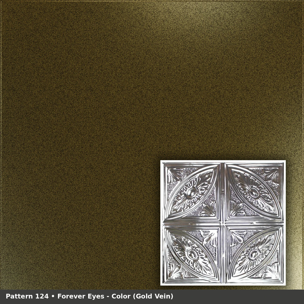 Pattern 124 Forever Eyes tin ceiling tile — Gold Vein finish