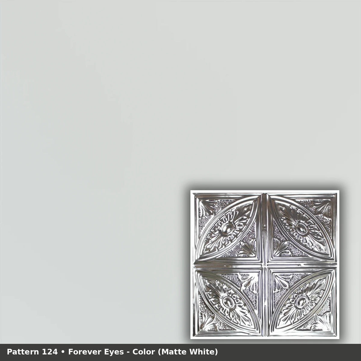 Pattern 124 Forever Eyes tin ceiling tile — Matte White finish