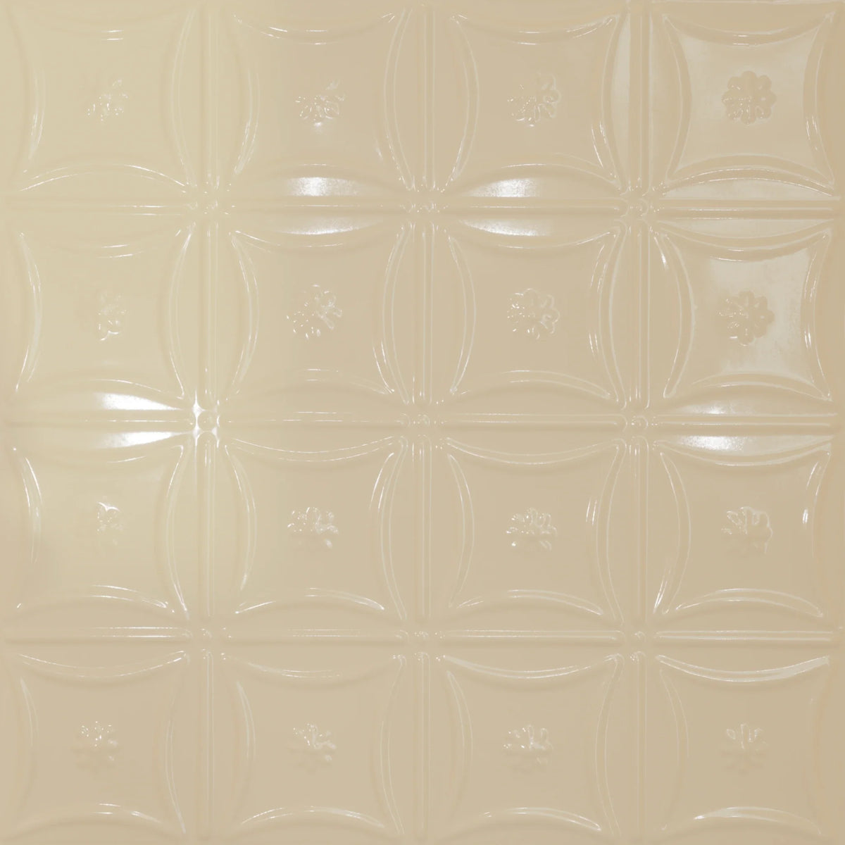 Pattern 130 Sixteen Flowers tin ceiling tile — Almond finish
