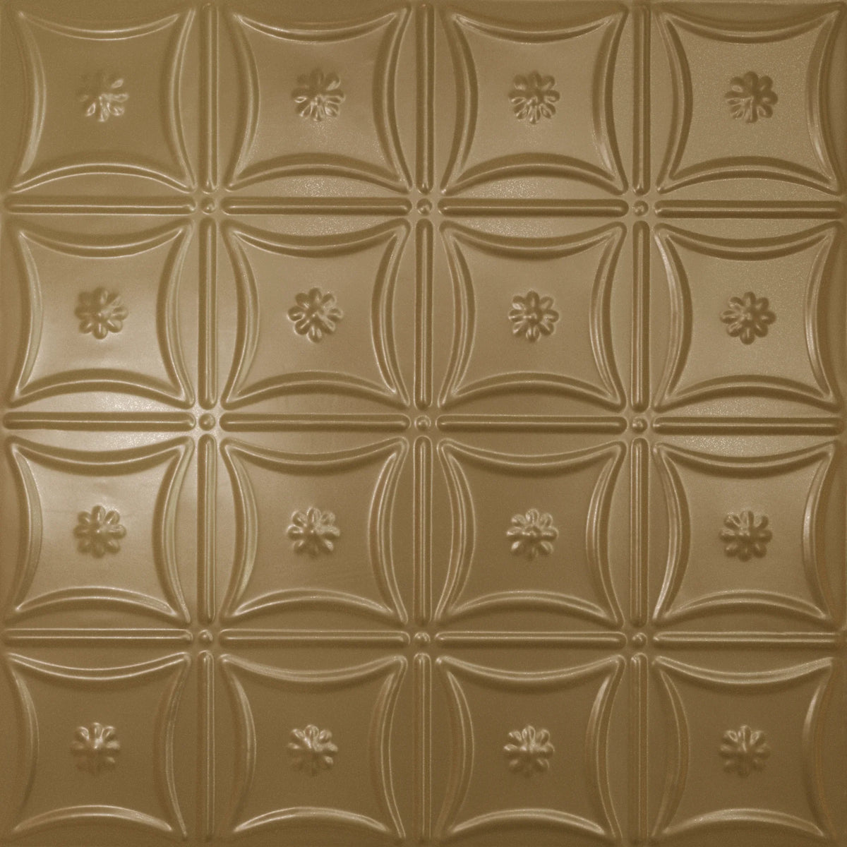 Pattern 130 Sixteen Flowers tin ceiling tile — Antique Brass finish