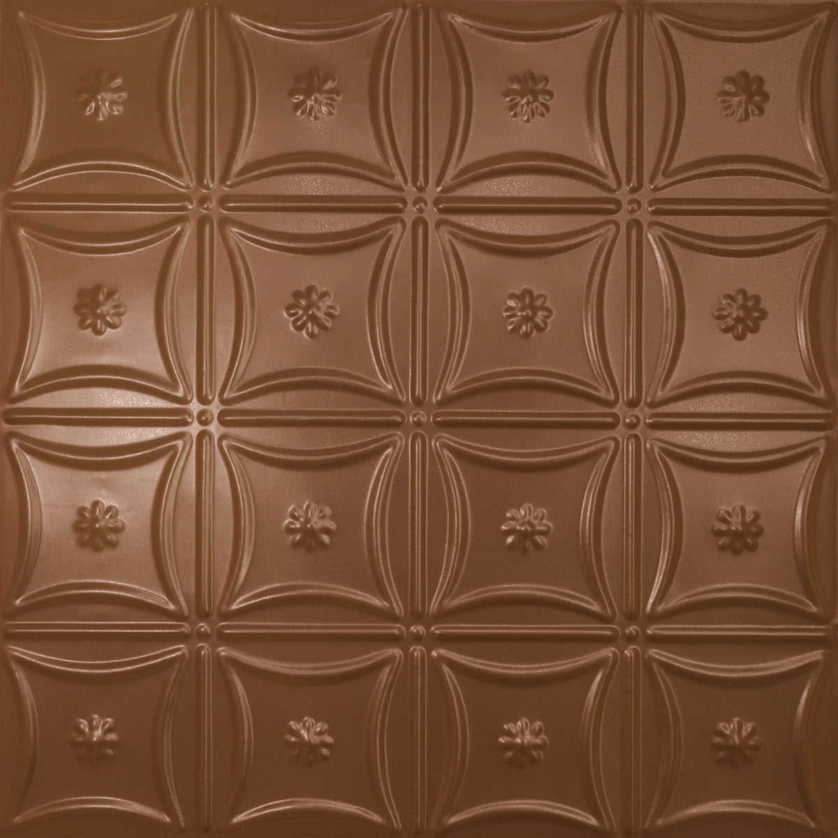 Pattern 130 Sixteen Flowers tin ceiling tile — Classic Copper finish