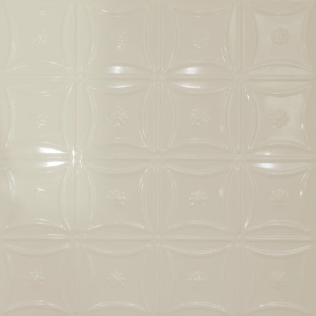 Pattern 130 Sixteen Flowers tin ceiling tile — Cream finish