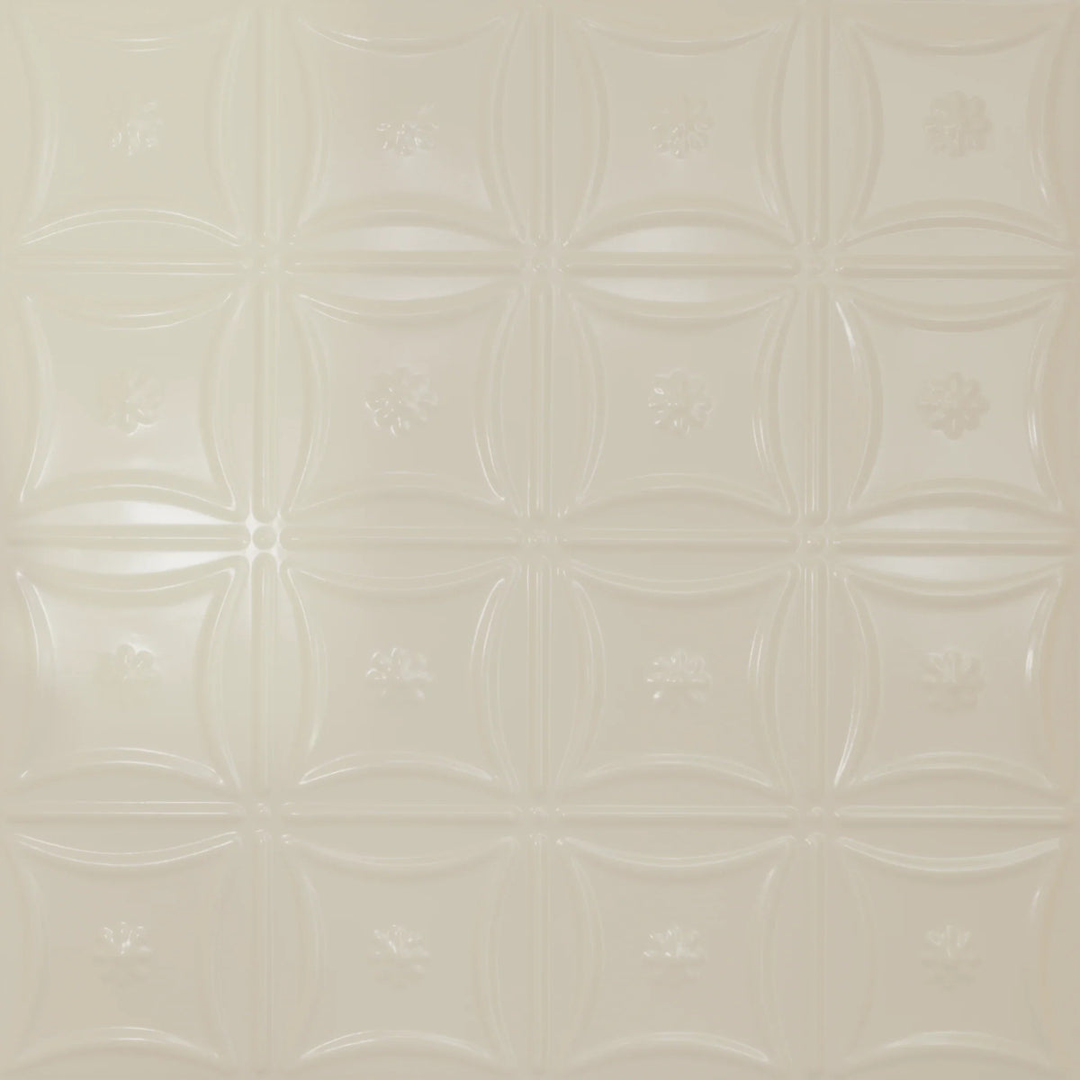 Pattern 130 Sixteen Flowers tin ceiling tile — Crisp Linen finish