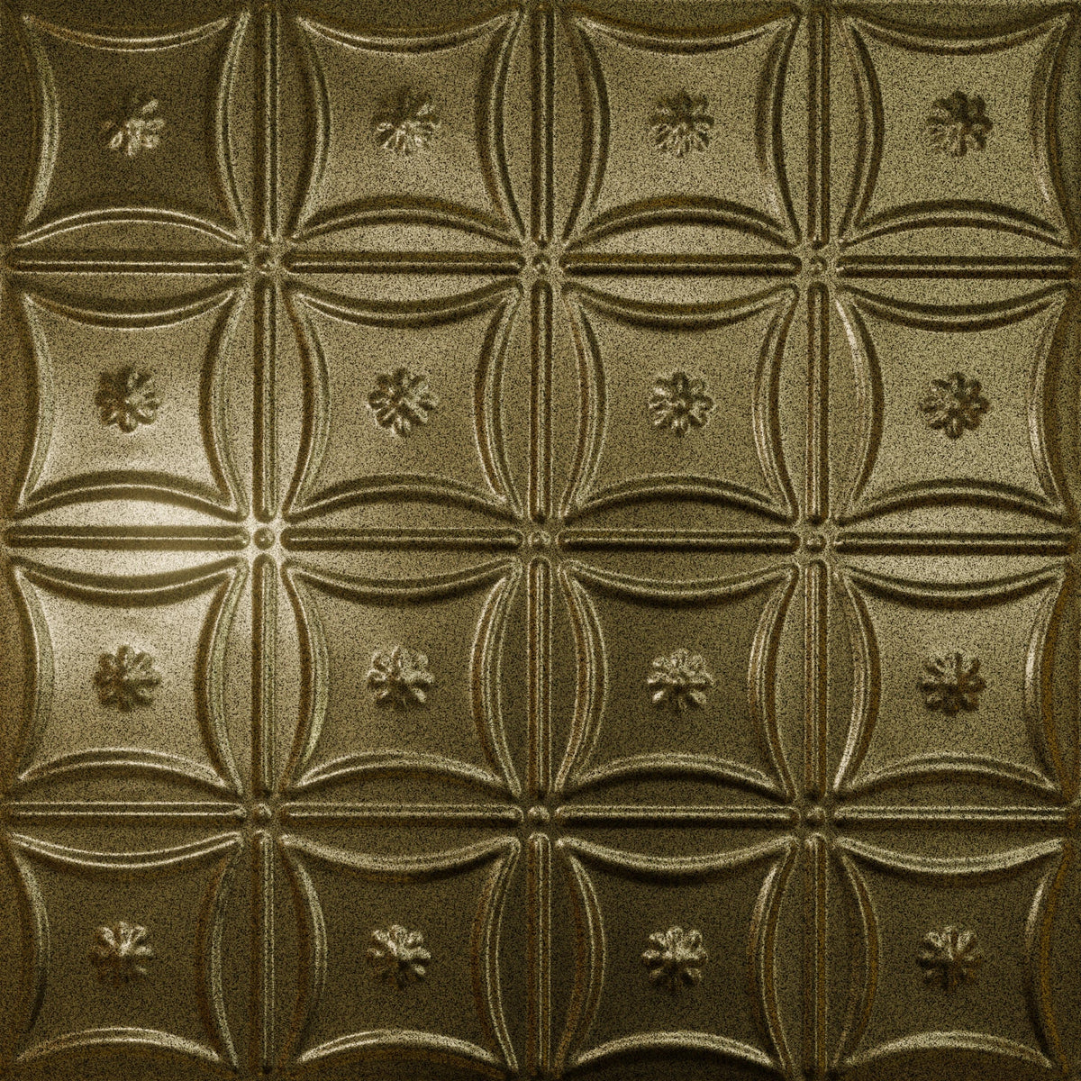 Pattern 130 Sixteen Flowers tin ceiling tile — Gold Vein finish