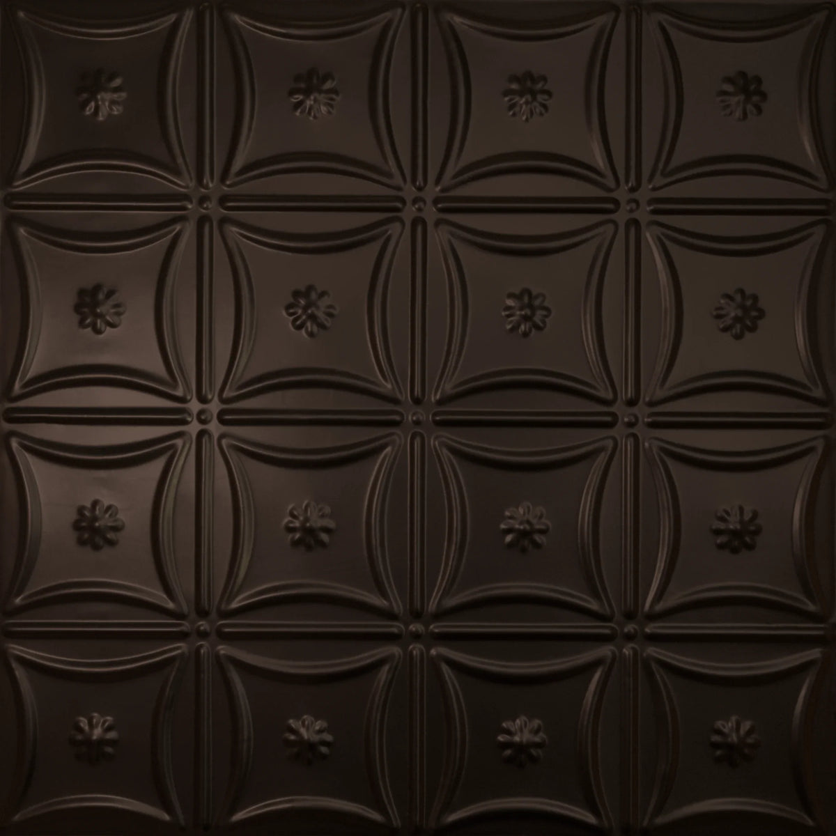 Pattern 130 Sixteen Flowers tin ceiling tile — Maple Bronze finish