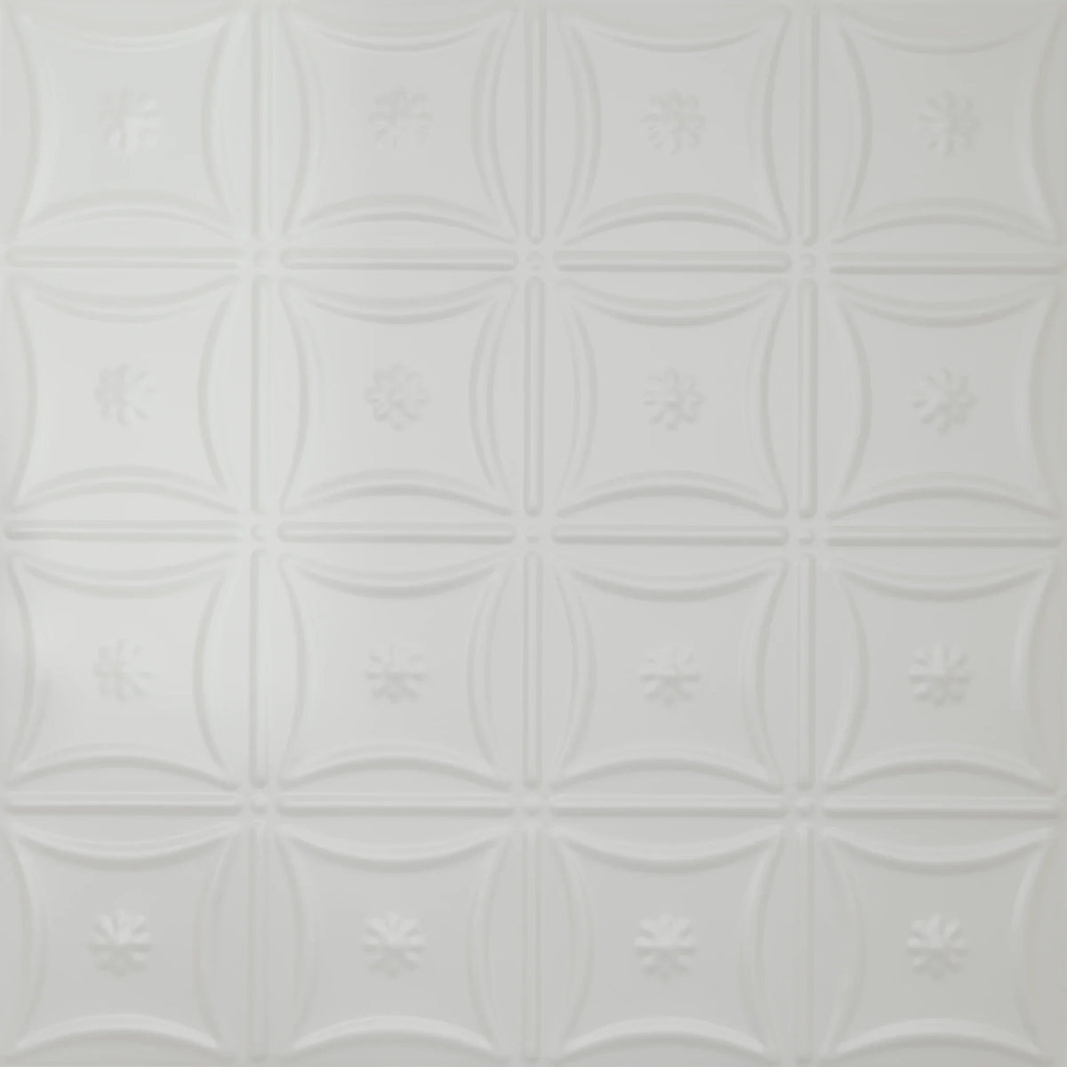 Pattern 130 Sixteen Flowers tin ceiling tile — Matte White finish
