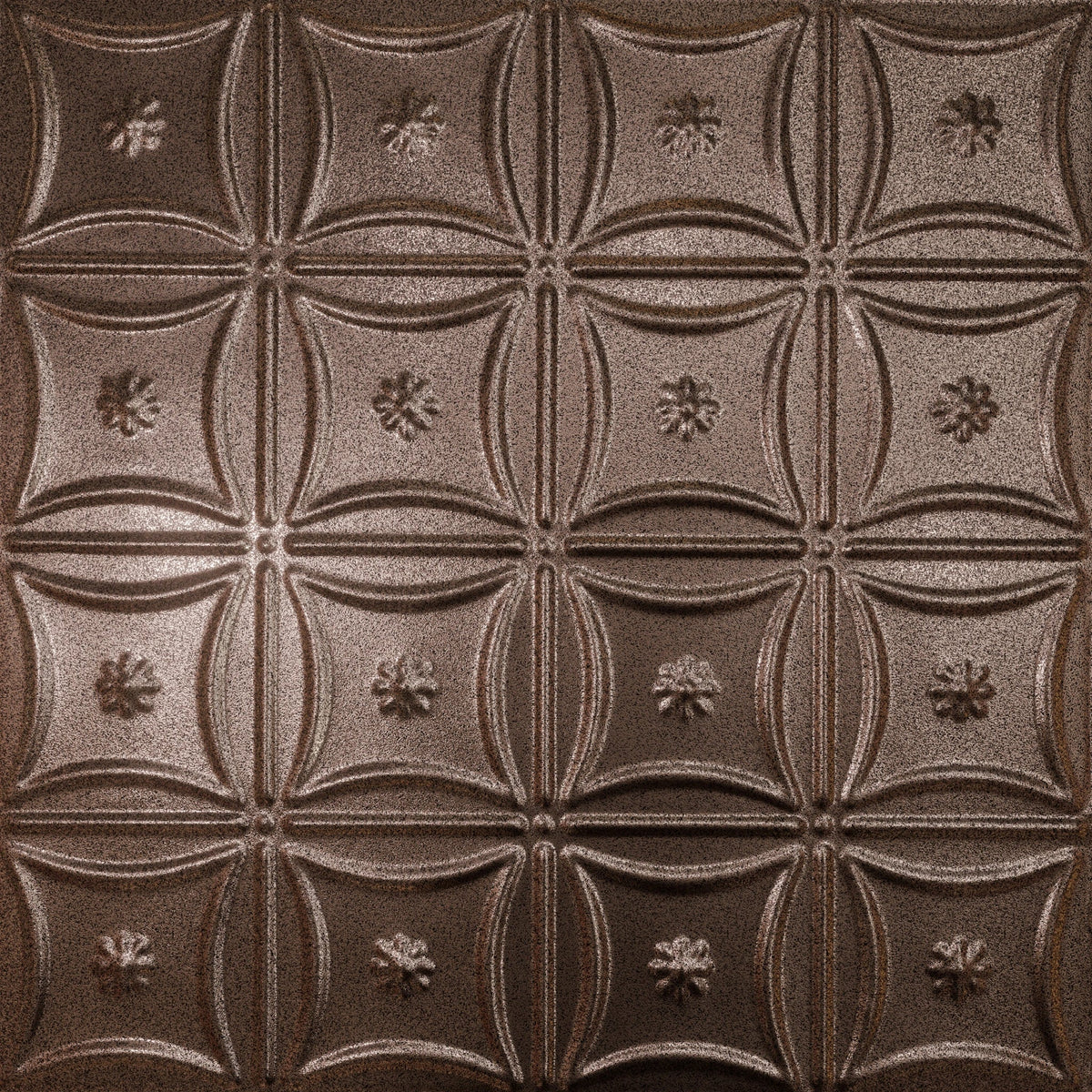 Pattern 130 Sixteen Flowers tin ceiling tile — Penny Vein finish
