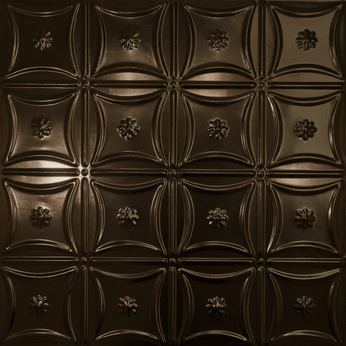 Pattern 130 Sixteen Flowers tin ceiling tile — Umber Bronze finish