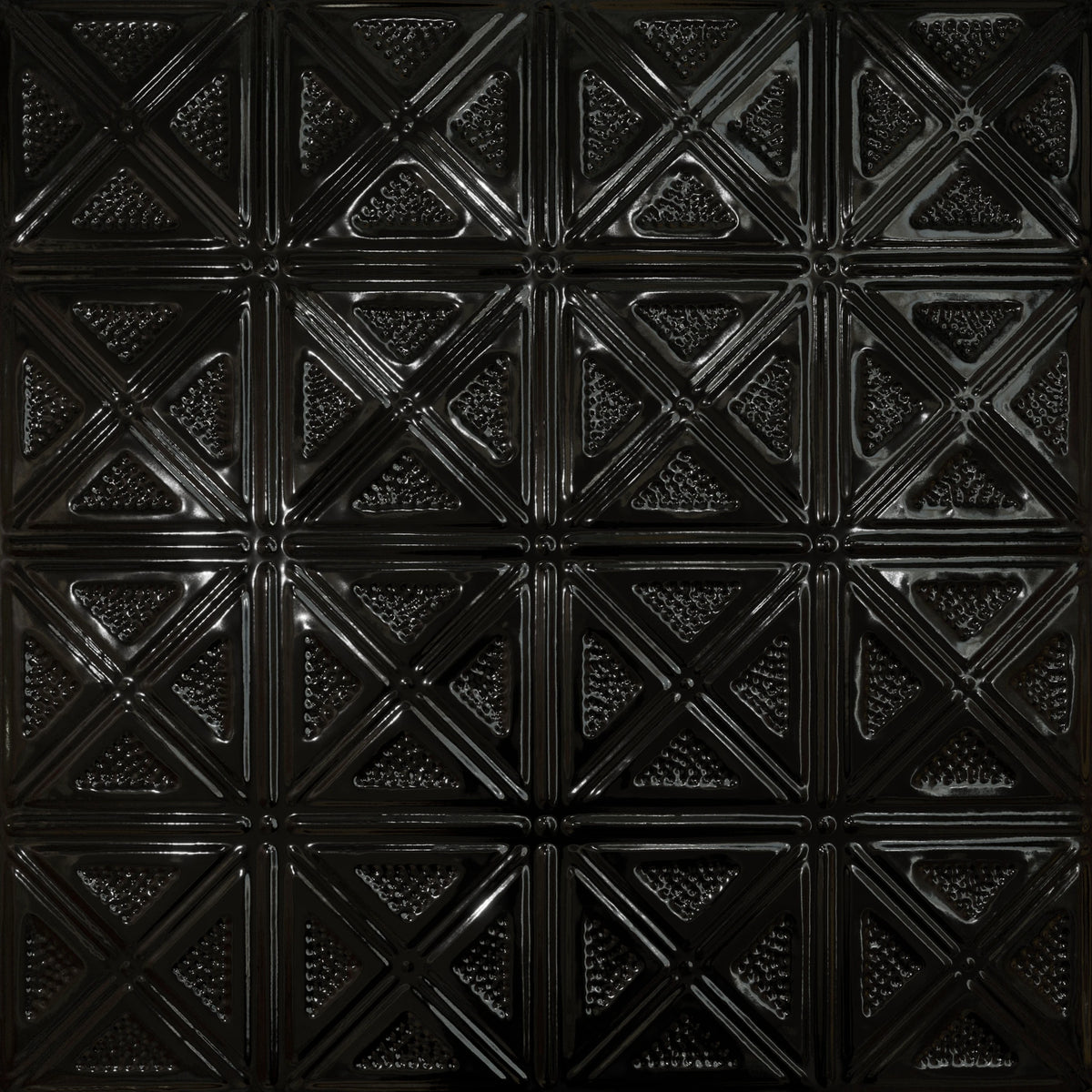 Pattern 131 Sixteen Diamonds tin ceiling tile — Mirror Black finish
