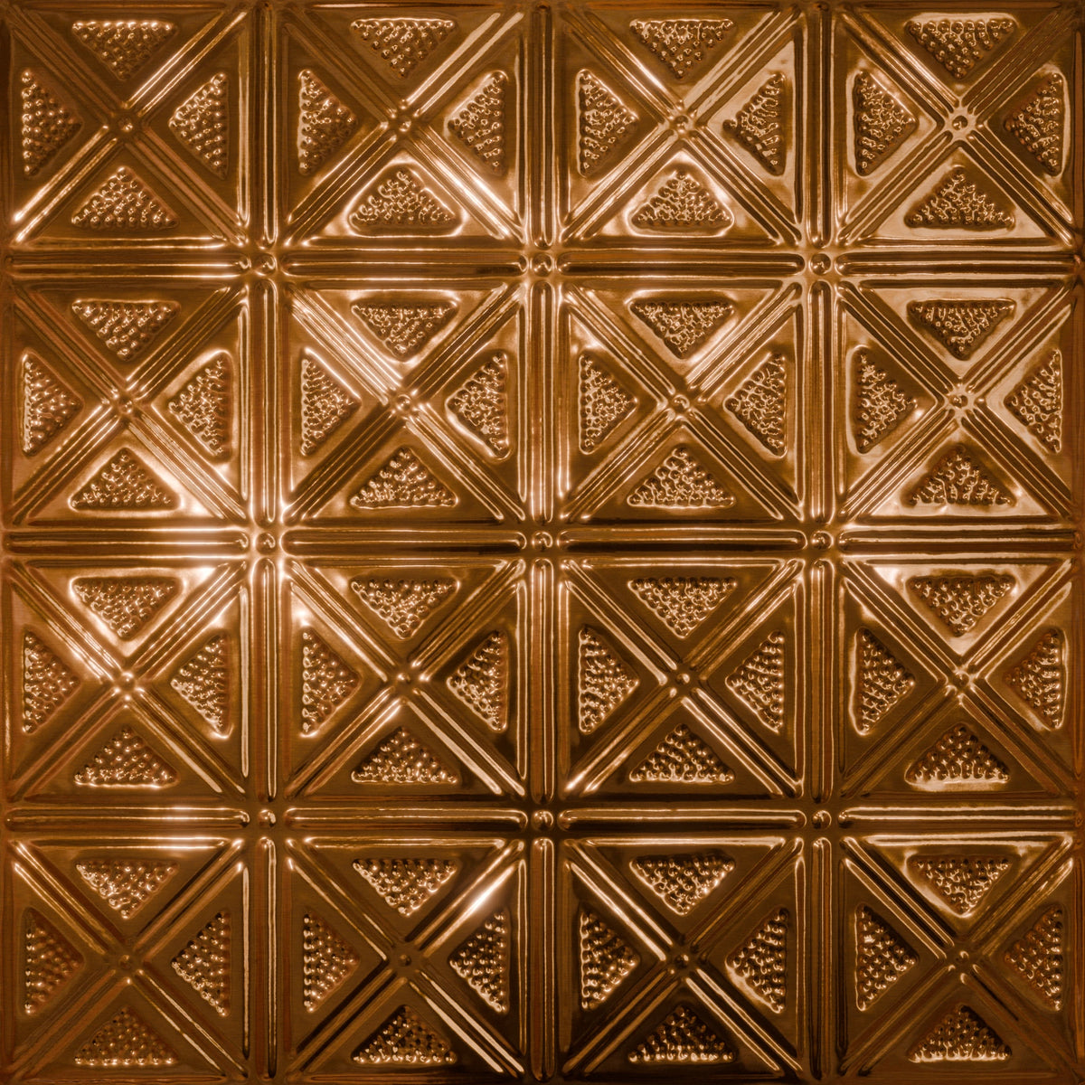 Pattern 131 Sixteen Diamonds tin ceiling tile — Transparent Copper finish