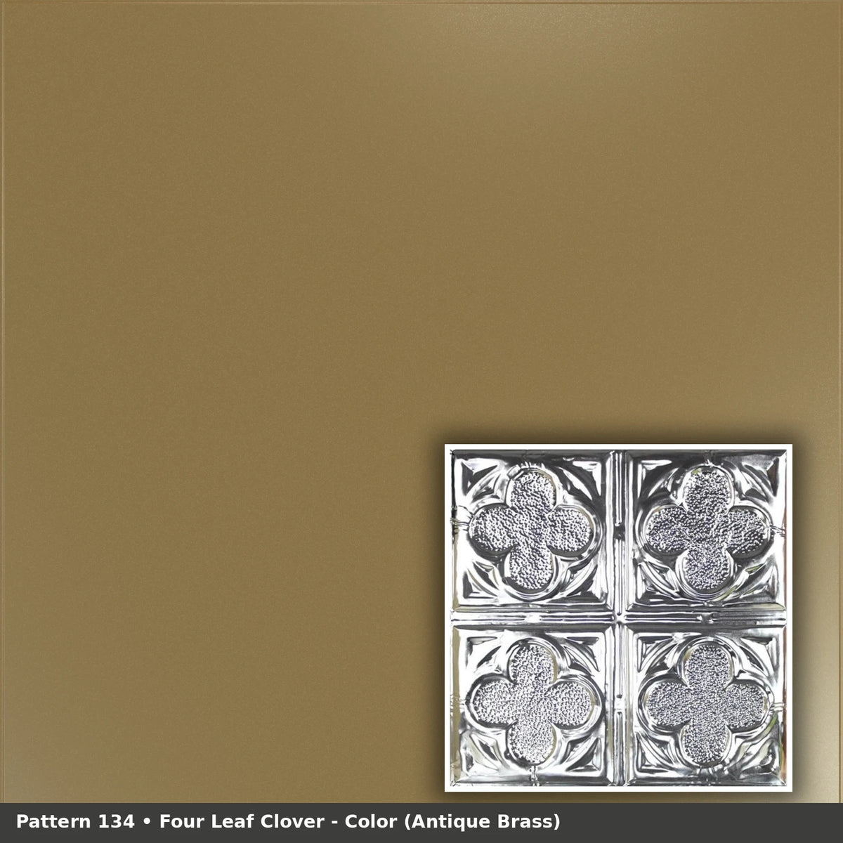 Pattern 134 Four Leaf Clover tin ceiling tile — Antique Brass finish