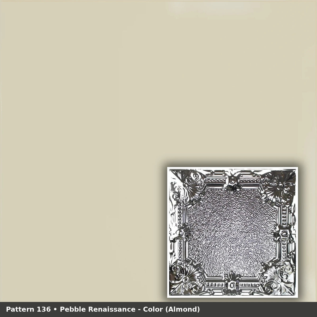 Pattern 136 Pebble Renaissance tin ceiling tile — Almond finish