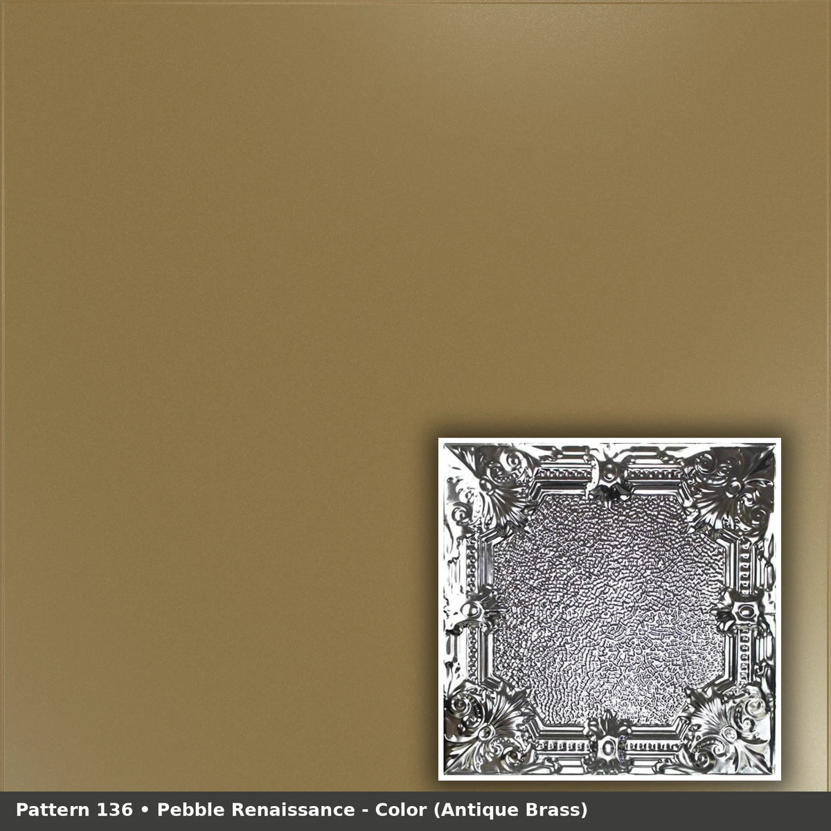 Pattern 136 Pebble Renaissance tin ceiling tile — Antique Brass finish