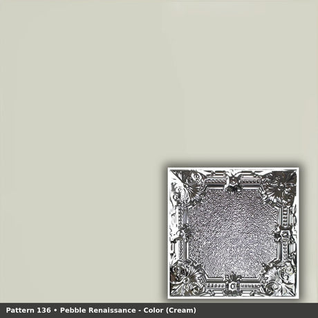 Pattern 136 Pebble Renaissance tin ceiling tile — Cream finish