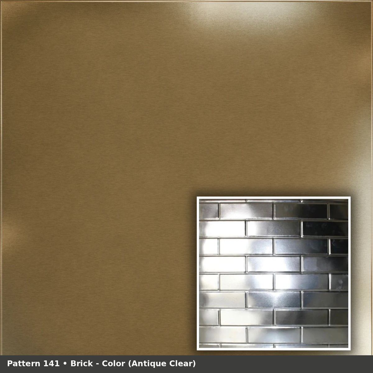 Pattern 141 Brick tin ceiling tile — Antique Clear finish