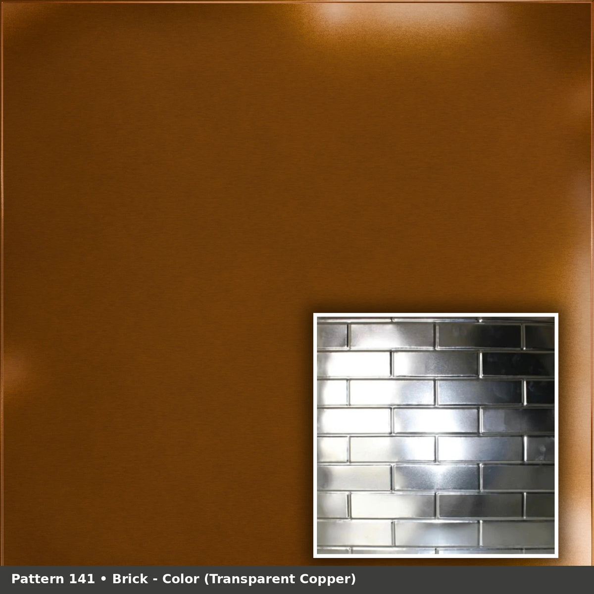 Pattern 141 Brick tin ceiling tile — Transparent Copper finish