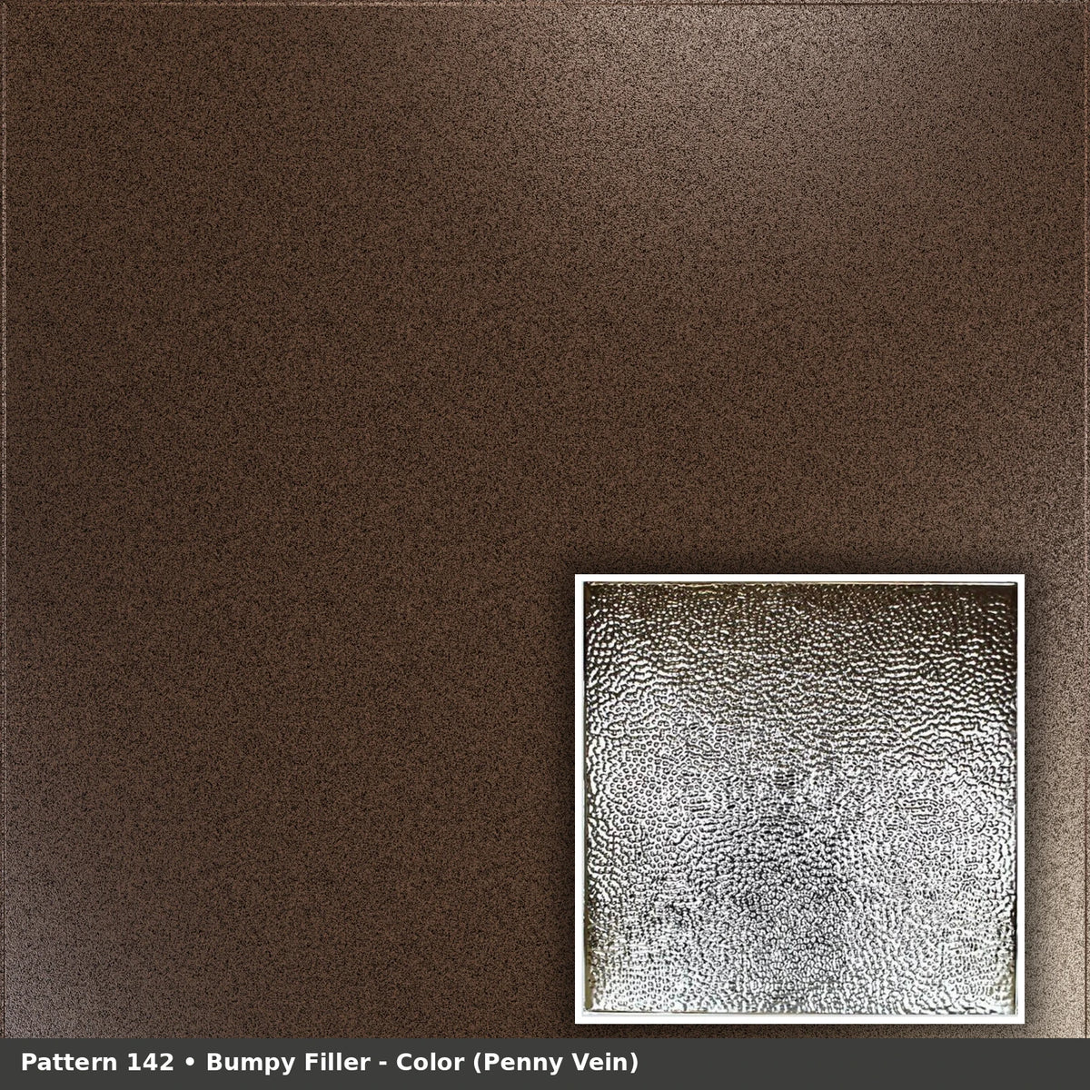 Pattern 142 Bumpy Filler tin ceiling tile — Penny Vein finish