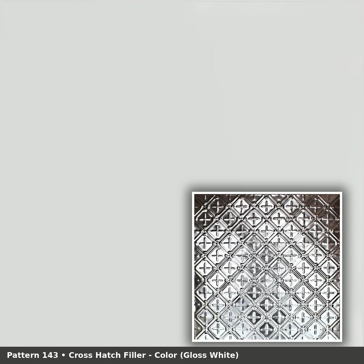 Pattern 143 Cross Hatch Filler tin ceiling tile — Gloss White finish