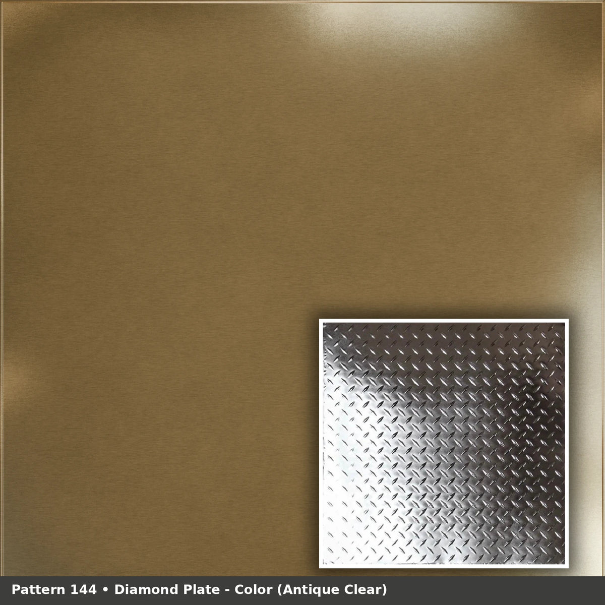 Pattern 144 Diamond Plate tin ceiling tile — Antique Clear finish